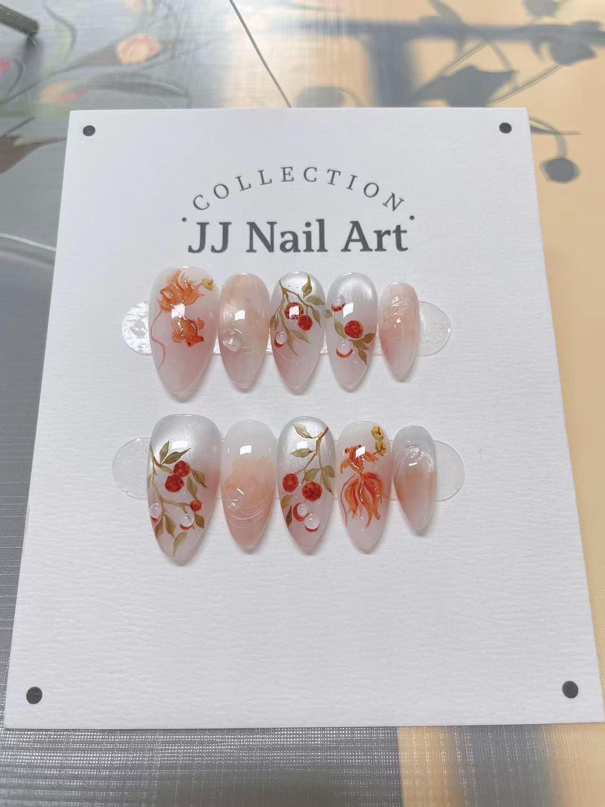 Handmade Lychees Fish Press On Nails: Reusable Custom Shape Set
