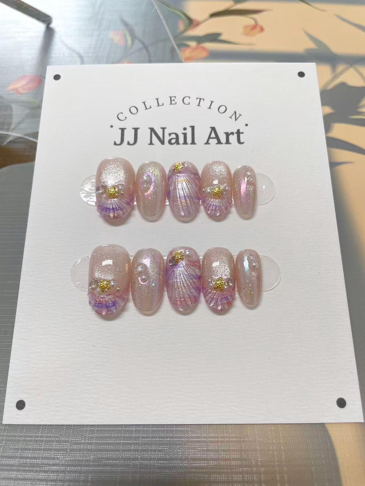 Handmade Ombré Seashells Press On Nails: Reusable Set
