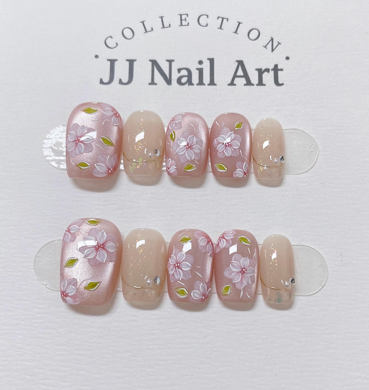 Pink Petals Press On Nails: Reusable Custom Shape Set