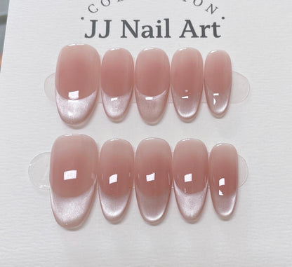Cat Eye French Press On Nails: Reusable Custom Shape Set
