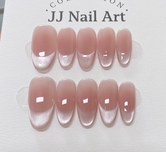 Cat Eye French Press On Nails: Reusable Custom Shape Set