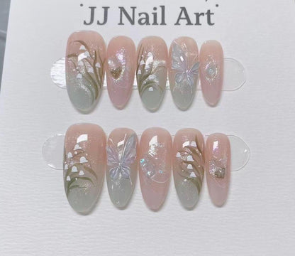 Spring Tulips Press On Nails: Reusable Custom Shape Set