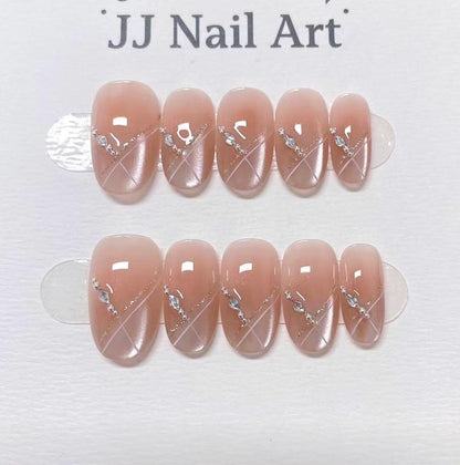 Cat Eye Tips Press On Nails: Custom Shape Reusable Nail Set