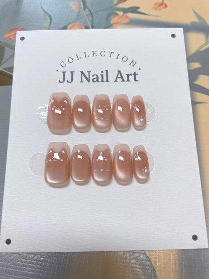 Handmade Cat Eye Press On Nails: Reusable Custom Shape Set