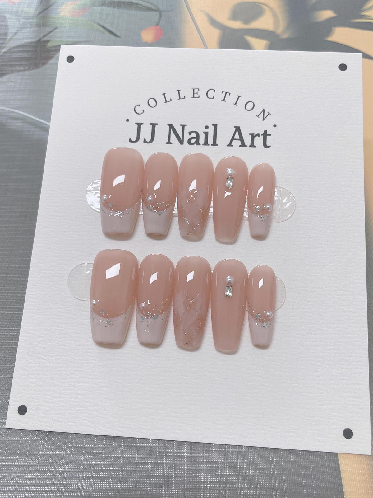 Handmade Star French Press On Nails: Reusable Custom Shape Set