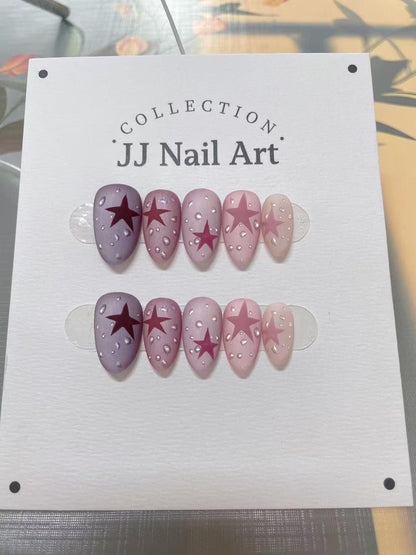 Handmade Star Press On Nails: Reusable Custom Shape Set