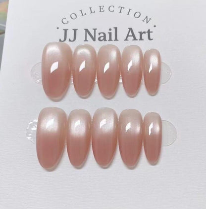 Blush Handmade Press On Nails: Custom Shape Reusable Set