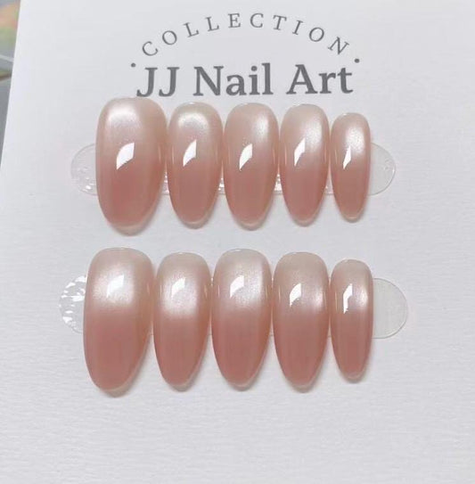 Blush Handmade Press On Nails: Custom Shape Reusable Set