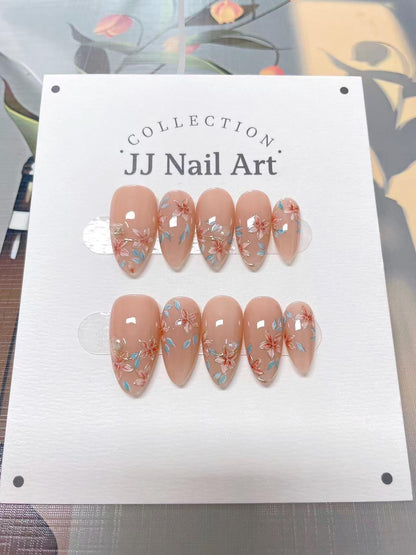 Flying Petals Press On Nails: Custom Shape Reusable Nail Set