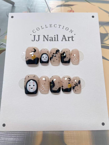 Handmade Dark Night Press On Nails: Reusable Nail Set