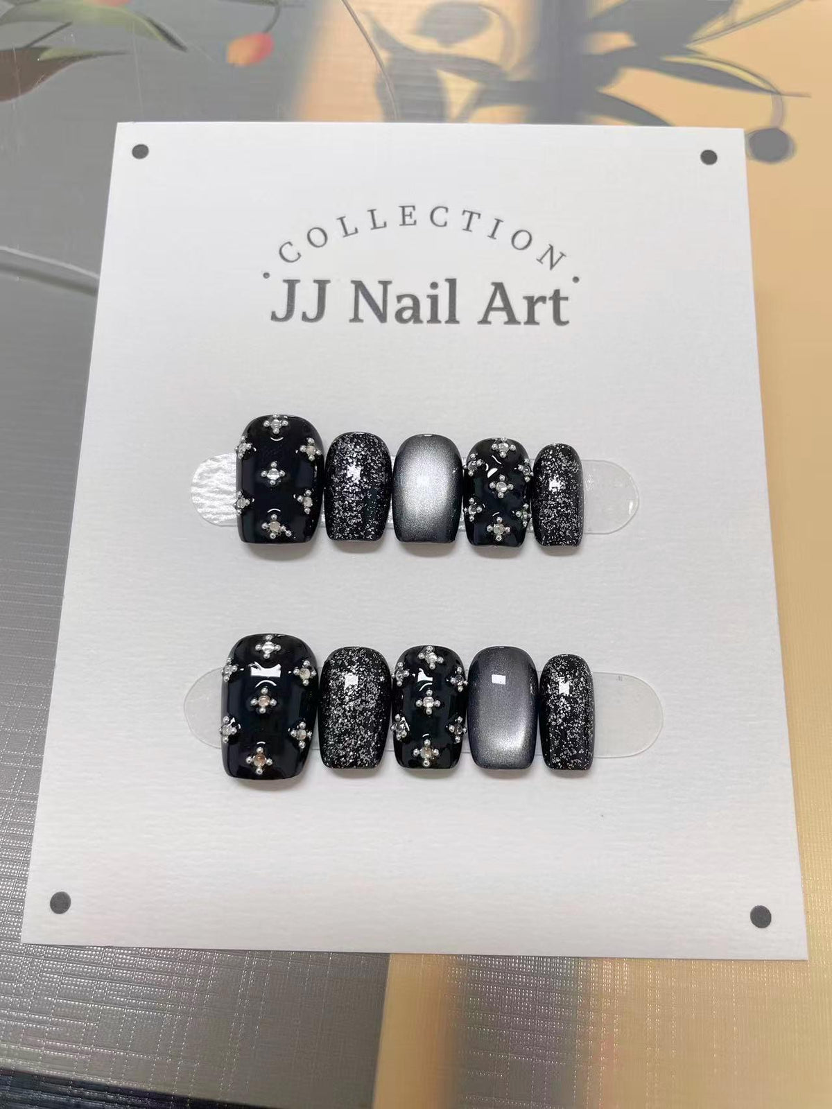 Starry Night Press On Nails: Hand Painted Reusable Fake Nails