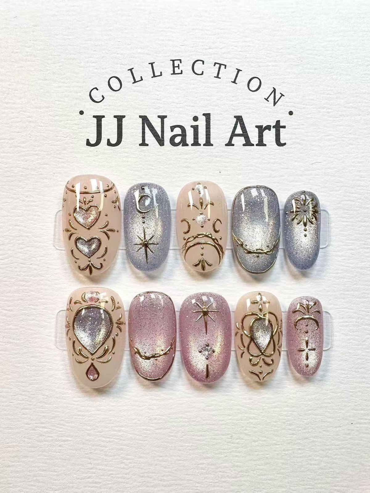 Patterns Cat Eye Press On Nails: Custom Shape Reusable Set