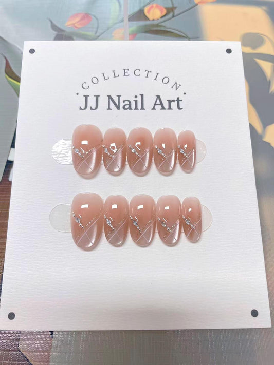 Cat Eye Tips Press On Nails: Custom Shape Reusable Nail Set