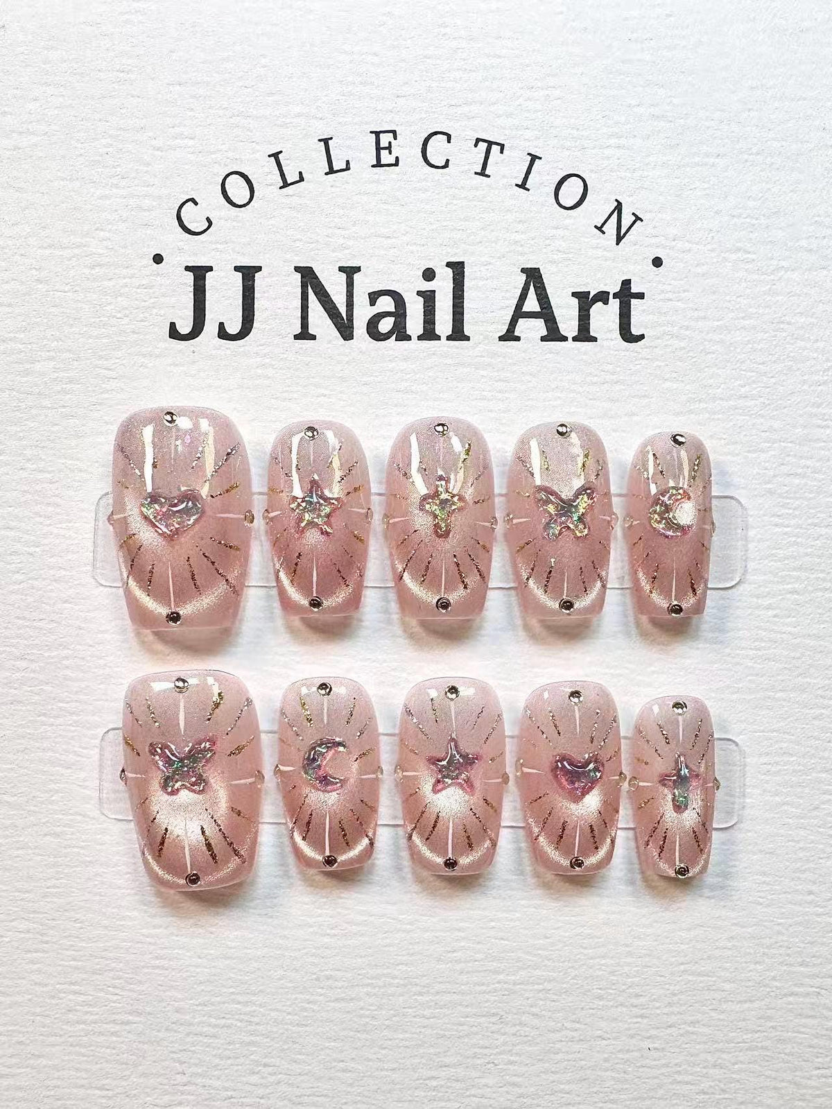 Symbols Cat Eye Press On Nails: Custom Shape Reusable Set