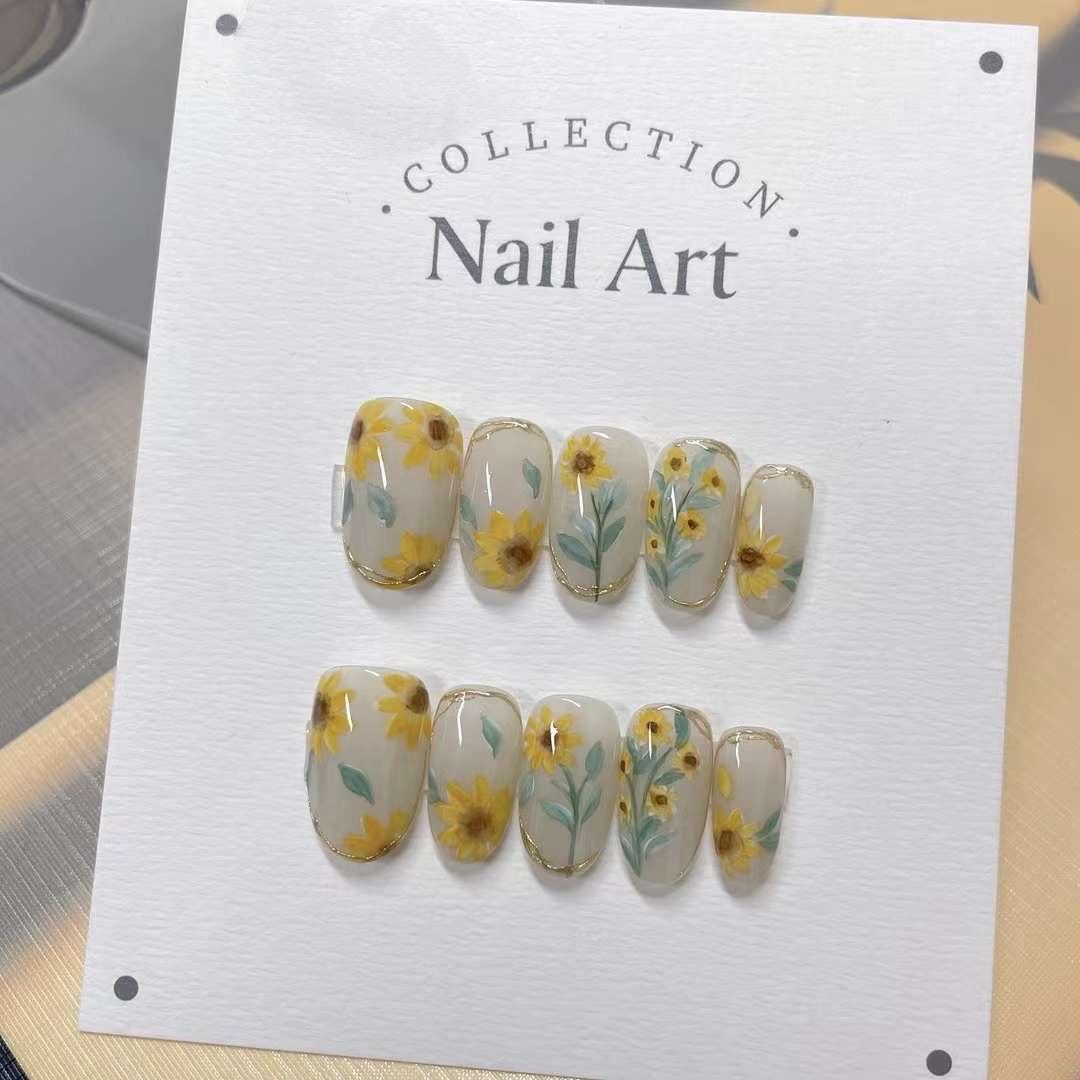 Hand Painted Dragon Press On Nails: Colorful Gel Nail Art
