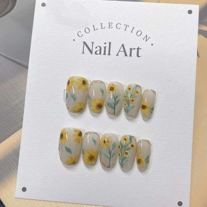 Hand Painted Dragon Press On Nails: Colorful Gel Nail Art