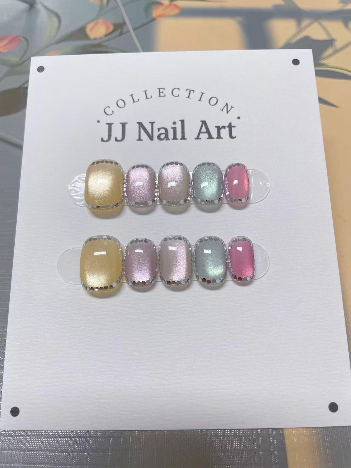 Handmade Press On Nails: Reusable Custom Shape Set, Pastel Colors