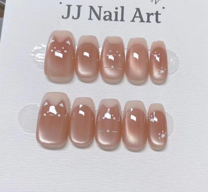 Handmade Cat Eye Press On Nails: Reusable Custom Shape Set