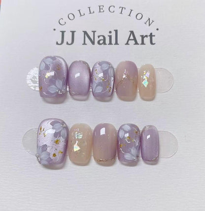 Purple Cat Eye Press On Nails: Custom Shape Reusable Set