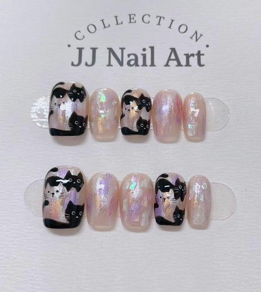 Handmade Cats Press On Nails: Reusable Set