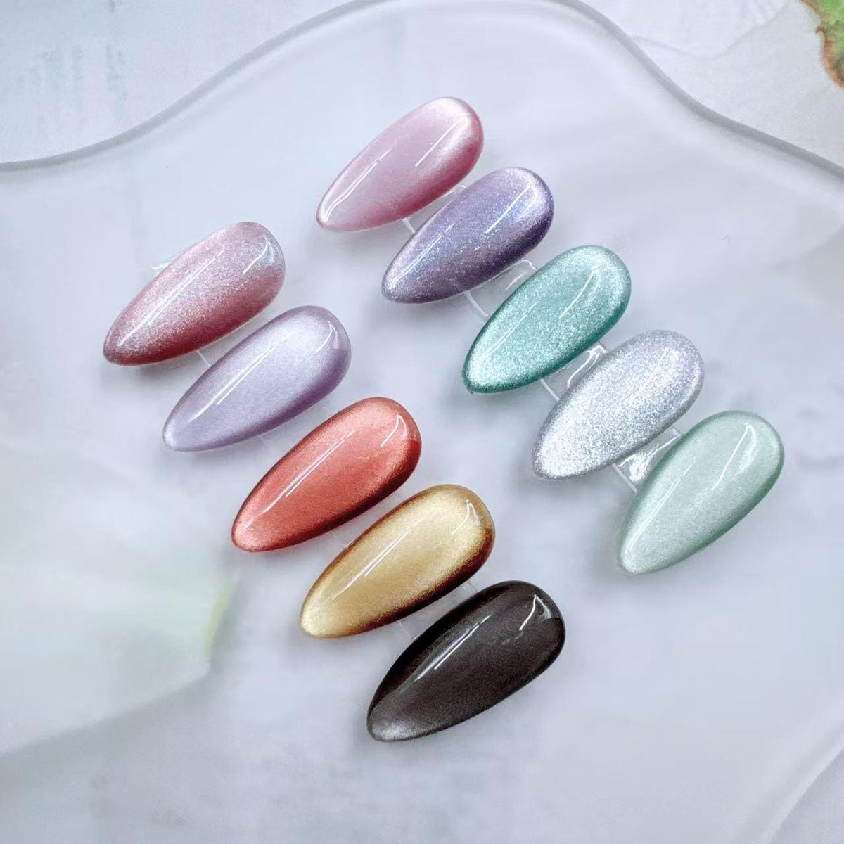Handmade Cat Eye Press On Nails: Colorful Gel Artist Faux Nails