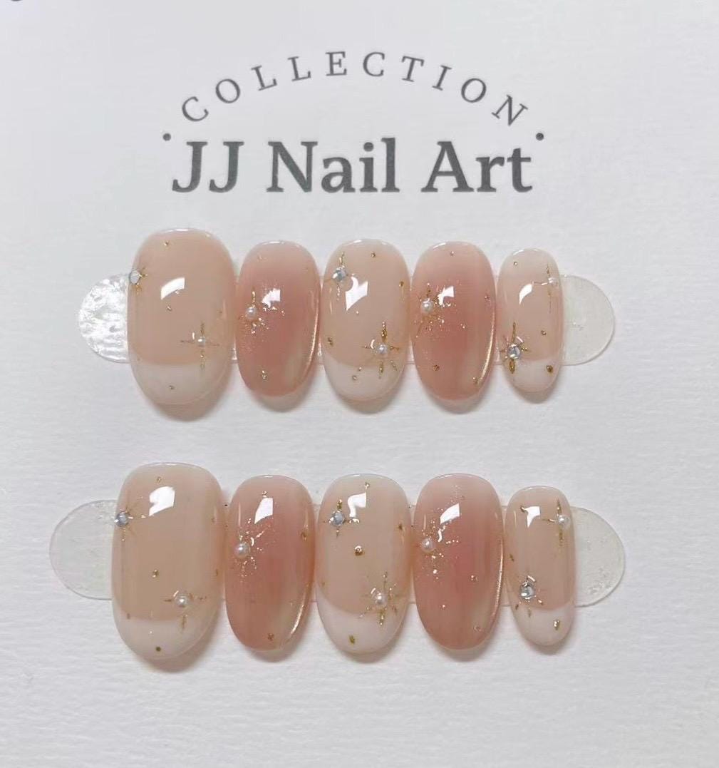 Handmade Nude French Press On Nails: Reusable Nail Set
