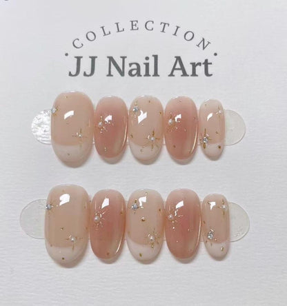Handmade Nude French Press On Nails: Reusable Nail Set