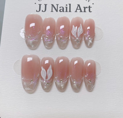 Mermaid Tails Handmade Press On Nails: Reusable Custom Shape Set