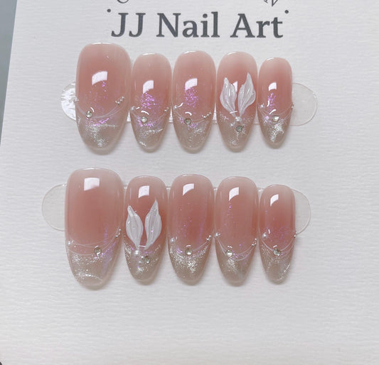 Mermaid Tails Handmade Press On Nails: Reusable Custom Shape Set