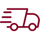 Icon of a red delivery truck with a white background