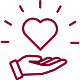 Icon of a hand holding a heart with a light bulb above it, symbolizing an idea or inspiration.